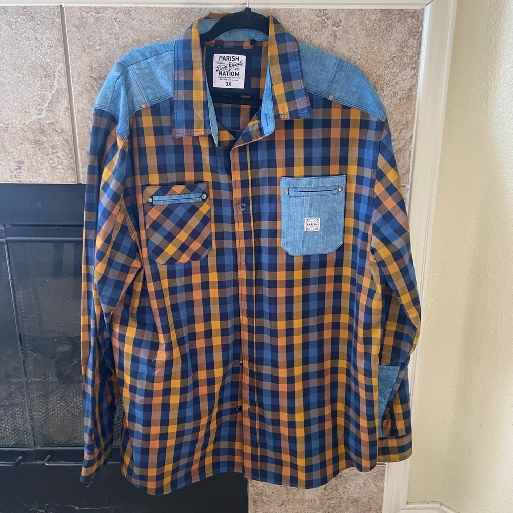 Mens Parish Denim x Flannel top